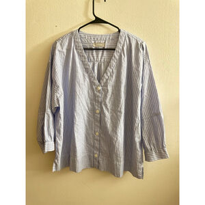 Women's Everlane Striped Button Down Shirt Size 16 Blue White
